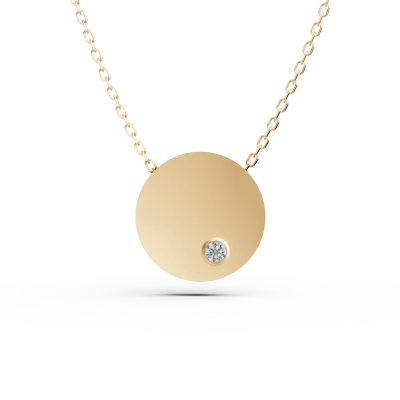 Lant cu pandantiv cerc din aur galben si diamant de 0.005ct