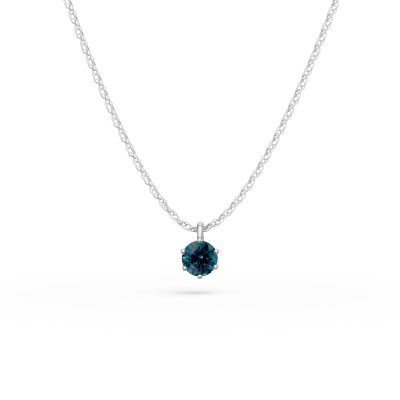 Lant cu pandantiv din aur alb cu diamant albastru de 0.3ct