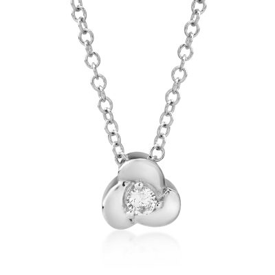 Lant cu pandantiv din aur alb cu diamant de 0.041ct