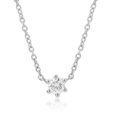 Lant cu pandantiv din aur alb cu diamant de 0.14ct