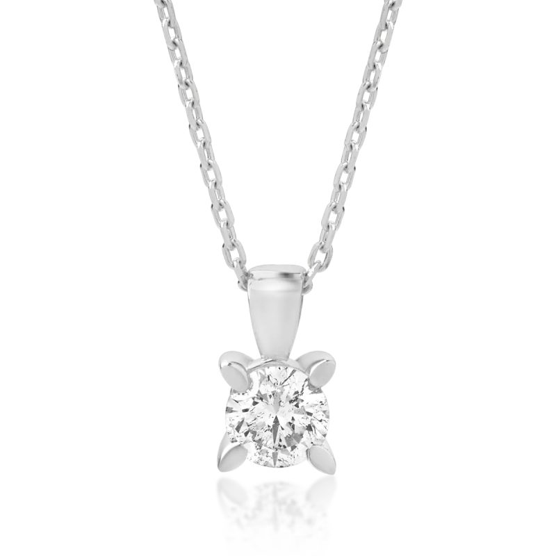 Lant cu pandantiv din aur alb cu diamant de 0.15ct