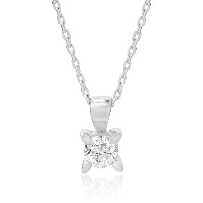 Lant cu pandantiv din aur alb cu diamant de 0.25ct