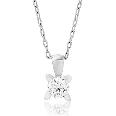 Lant cu pandantiv din aur alb cu diamant de 0.3ct