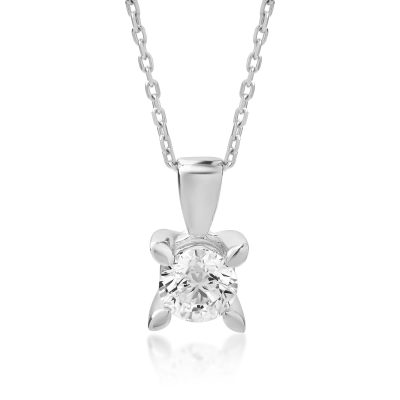 Lant cu pandantiv din aur alb cu diamant de 0.4ct