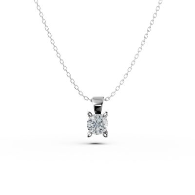 Lant cu pandantiv din aur alb cu diamant de 0.5ct