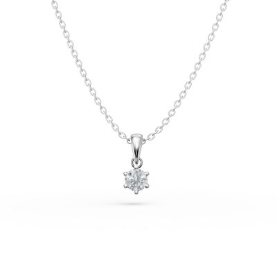 Lant cu pandantiv din aur alb cu diamant solitaire de 0.3ct