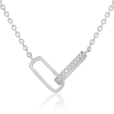 Lant cu pandantiv din aur alb cu diamante de 0.026ct