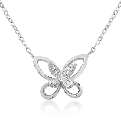 Lant cu pandantiv din aur alb cu diamante de 0.028ct