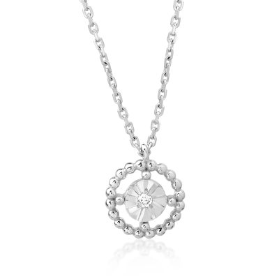 Lant cu pandantiv din aur alb cu diamante de 0.02ct