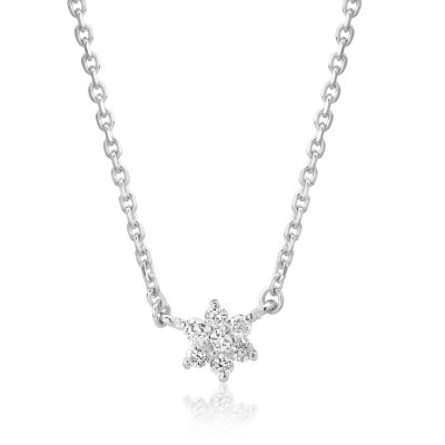 Lant cu pandantiv din aur alb cu diamante de 0.08ct