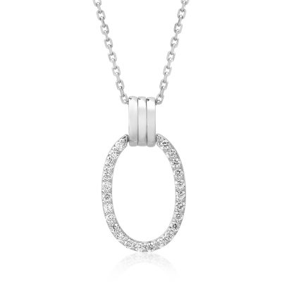 Lant cu pandantiv din aur alb cu diamante de 0.16ct