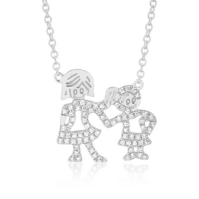 Lant cu pandantiv din aur alb cu diamante de 0.21ct