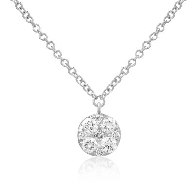 Lant cu pandantiv din aur alb cu diamante de 0.23ct