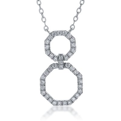 Lant cu pandantiv din aur alb cu diamante de 0.23ct