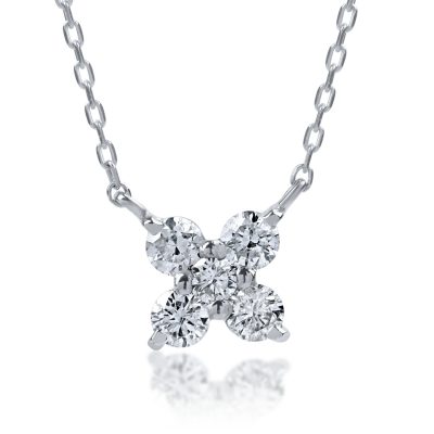 Lant cu pandantiv din aur alb cu diamante de 0.2ct