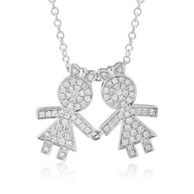 Lant cu pandantiv din aur alb cu diamante de 0.32ct