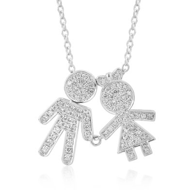 Lant cu pandantiv din aur alb cu diamante de 0.33ct