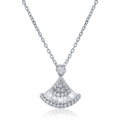 Lant cu pandantiv din aur alb cu diamante de 0.36ct