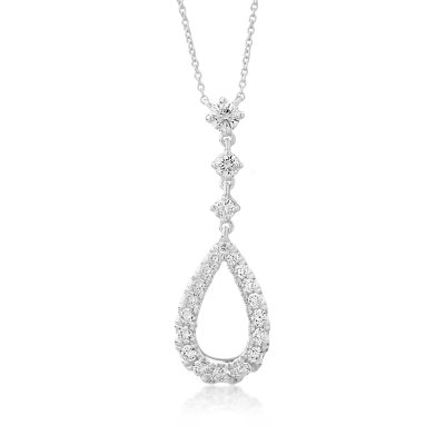 Lant cu pandantiv din aur alb cu diamante de 0.46ct