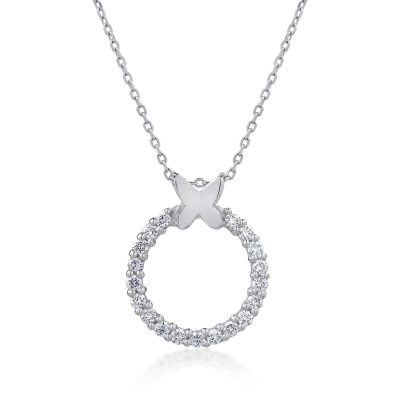 Lant cu pandantiv din aur alb cu diamante de 0.475ct