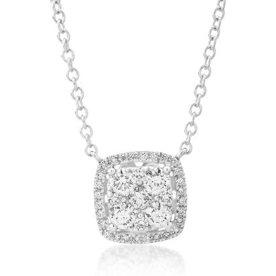 Lant cu pandantiv din aur alb cu diamante de 0.48ct