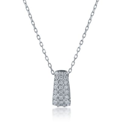 Lant cu pandantiv din aur alb cu diamante de 0.48ct