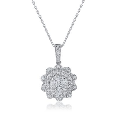 Lant cu pandantiv din aur alb cu diamante de 0.4ct