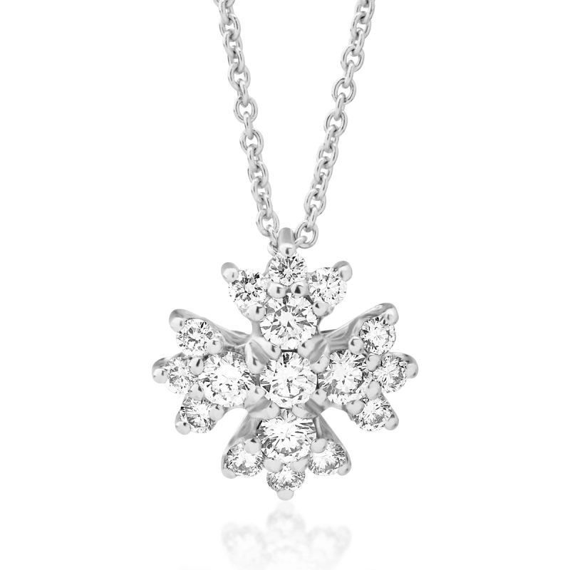 Lant cu pandantiv din aur alb cu diamante de 0.58ct