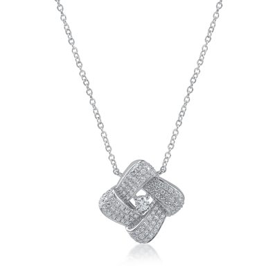 Lant cu pandantiv din aur alb cu diamante de 0.5ct