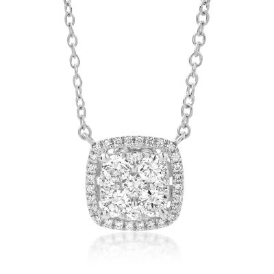 Lant cu pandantiv din aur alb cu diamante de 0.5ct