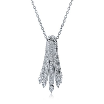 Lant cu pandantiv din aur alb cu diamante de 1.31ct