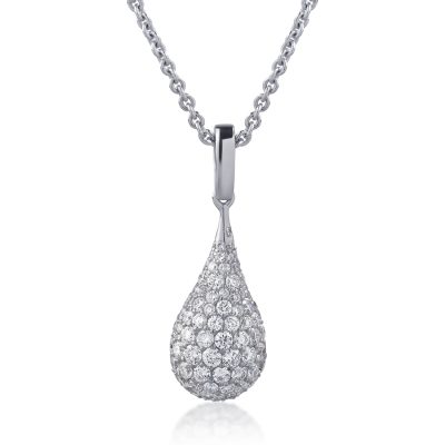 Lant cu pandantiv din aur alb cu diamante de 1.51ct