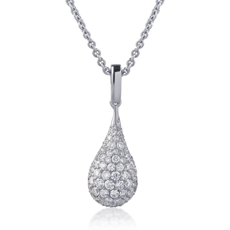 Lant cu pandantiv din aur alb cu diamante de 1.51ct