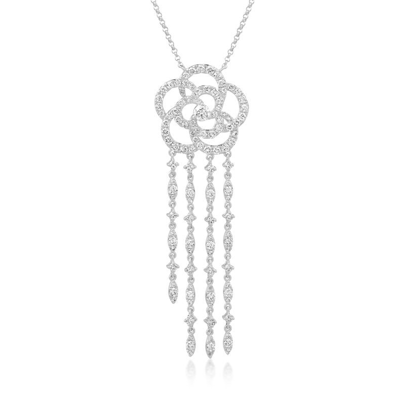 Lant cu pandantiv din aur alb cu diamante de 1.71ct