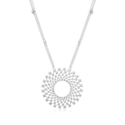 Lant cu pandantiv din aur alb cu diamante de 2.04ct
