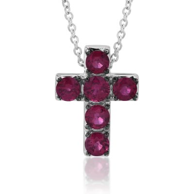 Lant cu pandantiv din aur alb cu rubine de 1.74ct