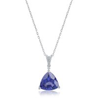 Lant cu pandantiv din aur alb cu tanzanit trillion de 4.46ct si diamante de 0.05ct