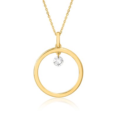 Lant cu pandantiv din aur galben cu diamant de 0.11ct