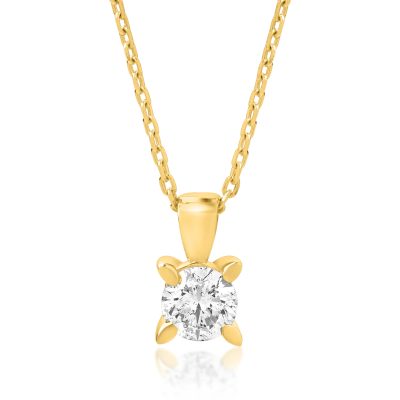 Lant cu pandantiv din aur galben cu diamant de 0.15ct