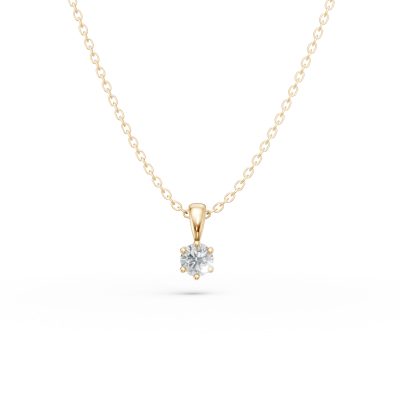 Lant cu pandantiv din aur galben cu diamant de 0.2ct