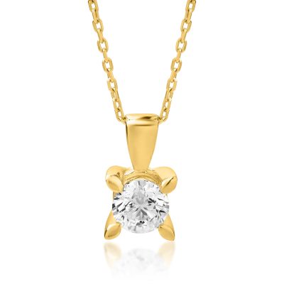 Lant cu pandantiv din aur galben cu diamant de 0.5ct