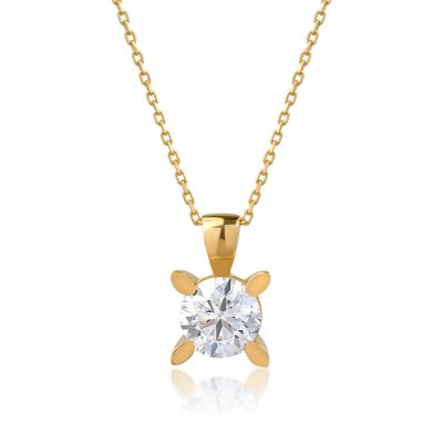 Lant cu pandantiv din aur galben cu diamant de 1ct