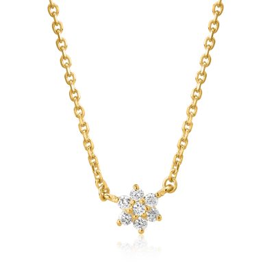 Lant cu pandantiv din aur galben cu diamante de 0.08ct