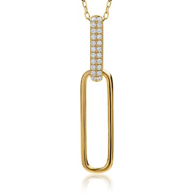 Lant cu pandantiv din aur galben cu diamante de 0.17ct