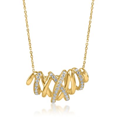 Lant cu pandantiv din aur galben cu diamante de 0.43ct