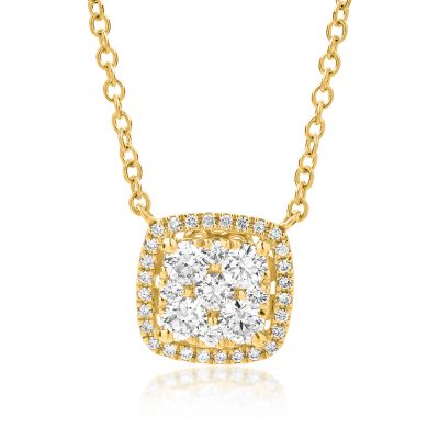 Lant cu pandantiv din aur galben cu diamante de 0.49ct