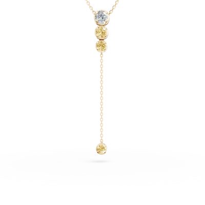 Lant cu pandantiv din aur galben cu diamante multicolore de 0.61ct