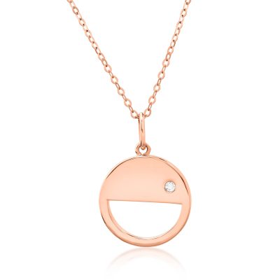 Lant cu pandantiv din aur roz cu diamant de 0.011ct