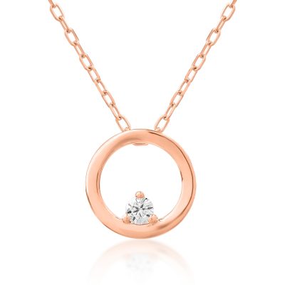 Lant cu pandantiv din aur roz cu diamant de 0.035ct