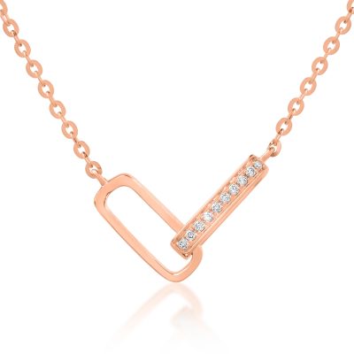 Lant cu pandantiv din aur roz cu diamante de 0.025ct